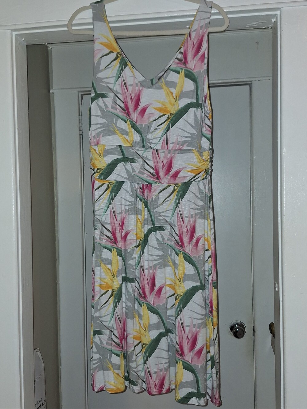 Tommy Bahama White Maxi Dress with Pink & Yellow Tropical Flowers